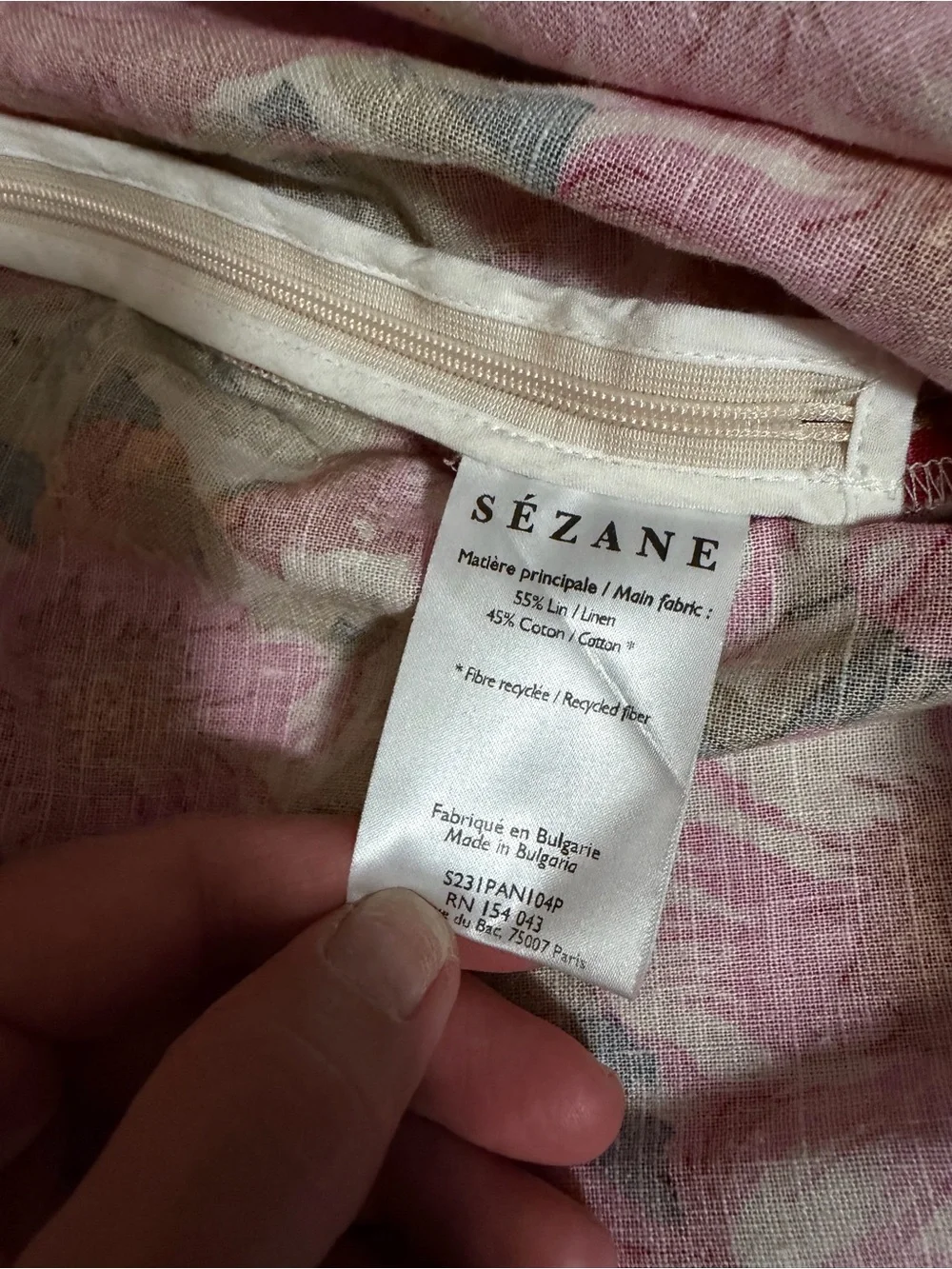 Sezane Wide Leg Linen Floral Pants in Pink, Orange, Olive Size 40/8